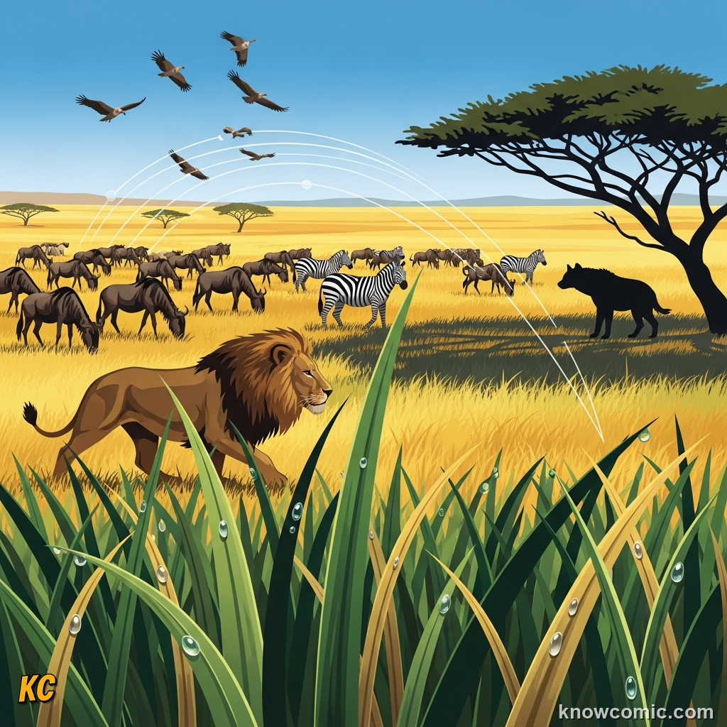 Lion as apex predator controlling prey populations in savanna ecosystem