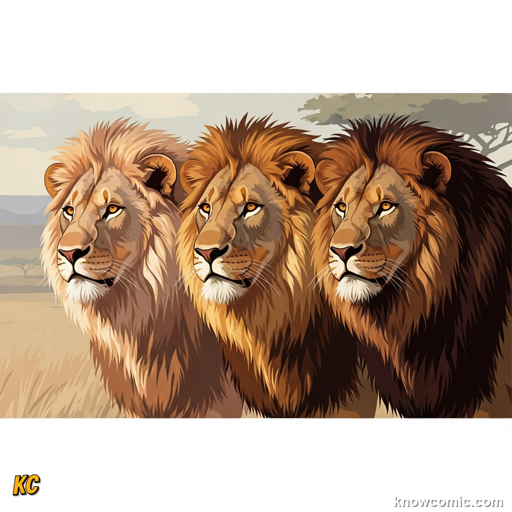 Male lion with dark full mane showing health and genetic strength