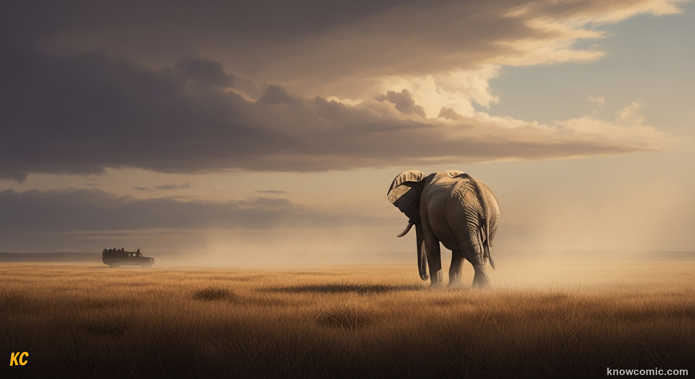 Illustration showing ivory poaching threat and impact on elephant populations