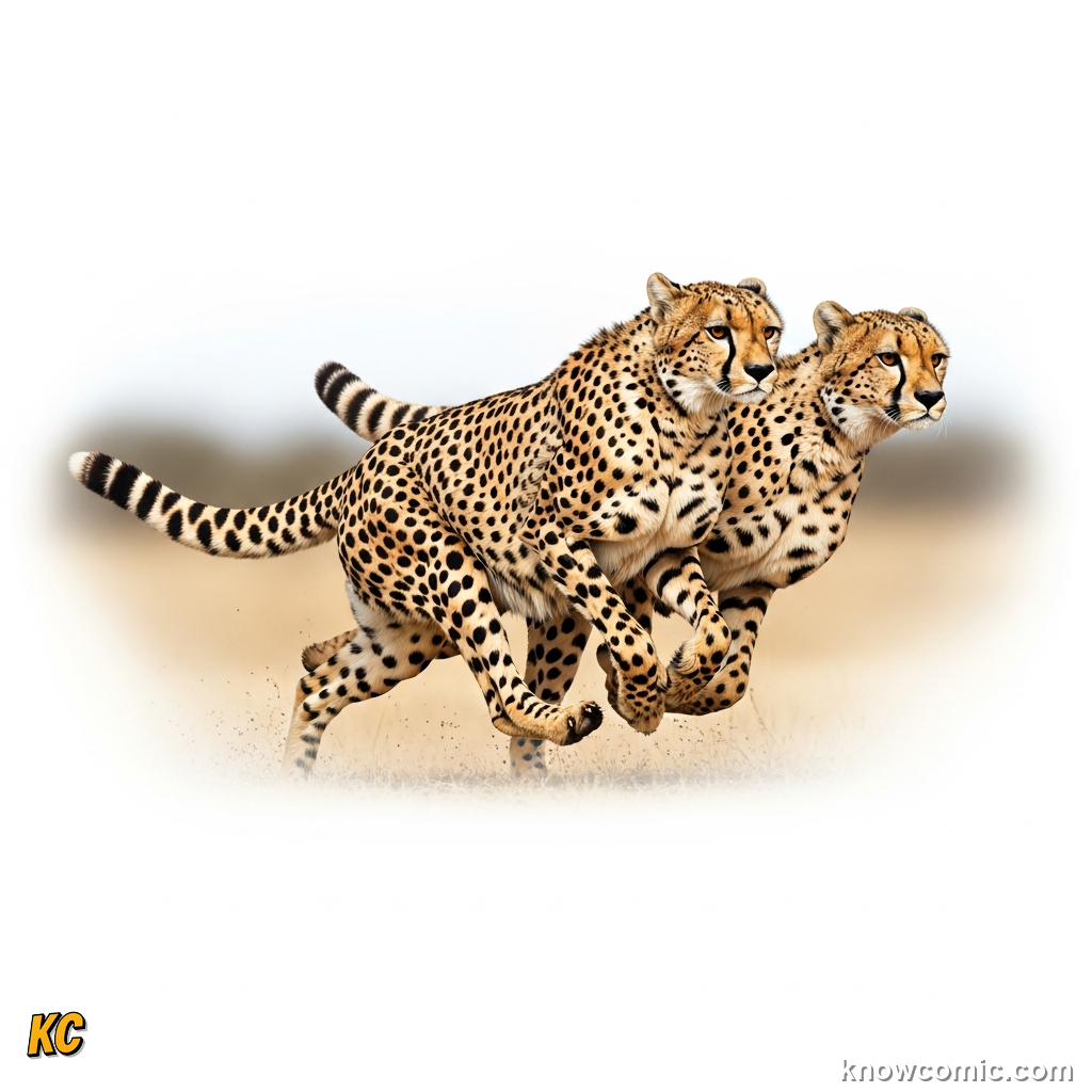 Diagram of cheetah enlarged heart and massive lungs supplying oxygen during sprints