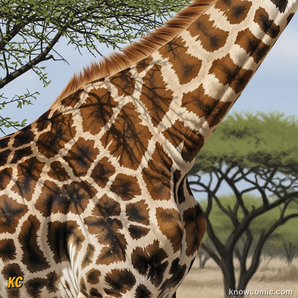 Close-up of giraffe coat showing unique blotchy patch pattern like a fingerprint set