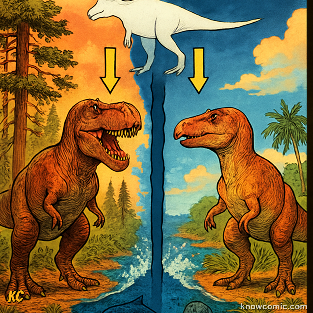 Dinosaurs separated by widening ocean