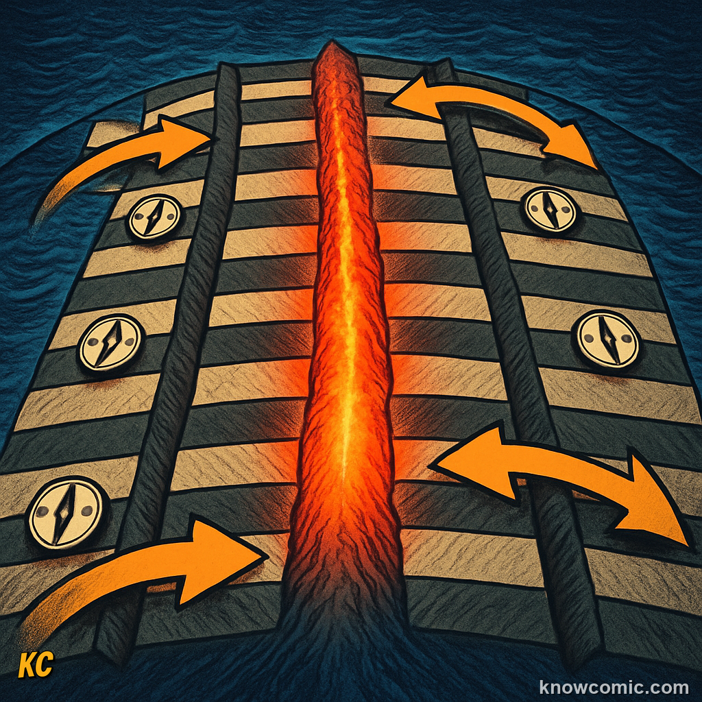 Magnetic stripes on ocean floor