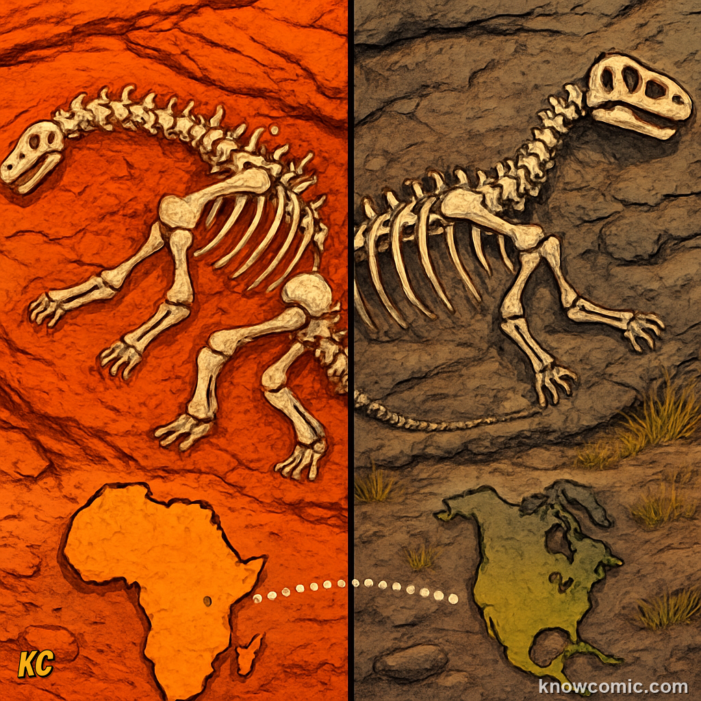 Same dinosaur fossils on different continents