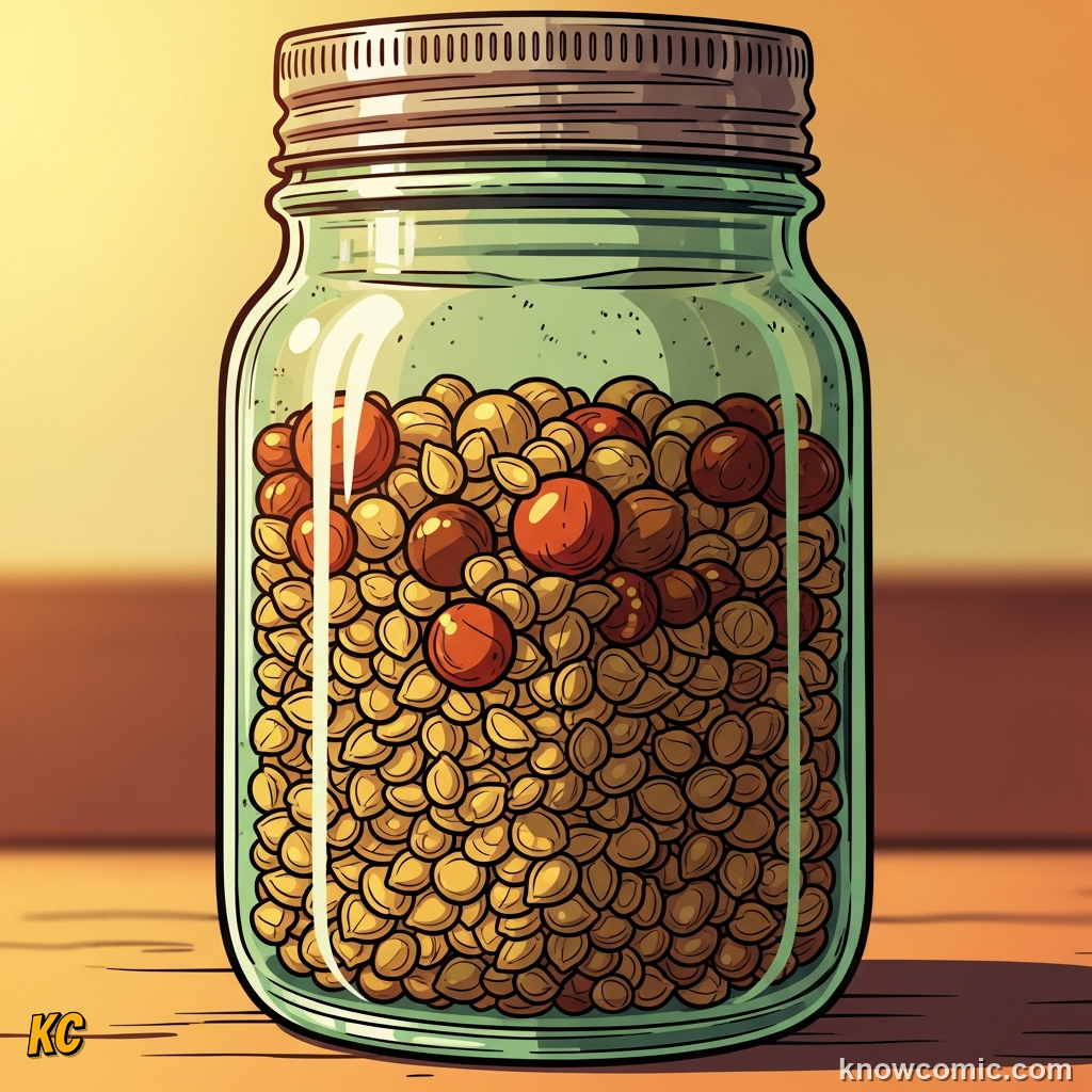 Comic illustration of colorful heirloom seed varieties passed down through generations