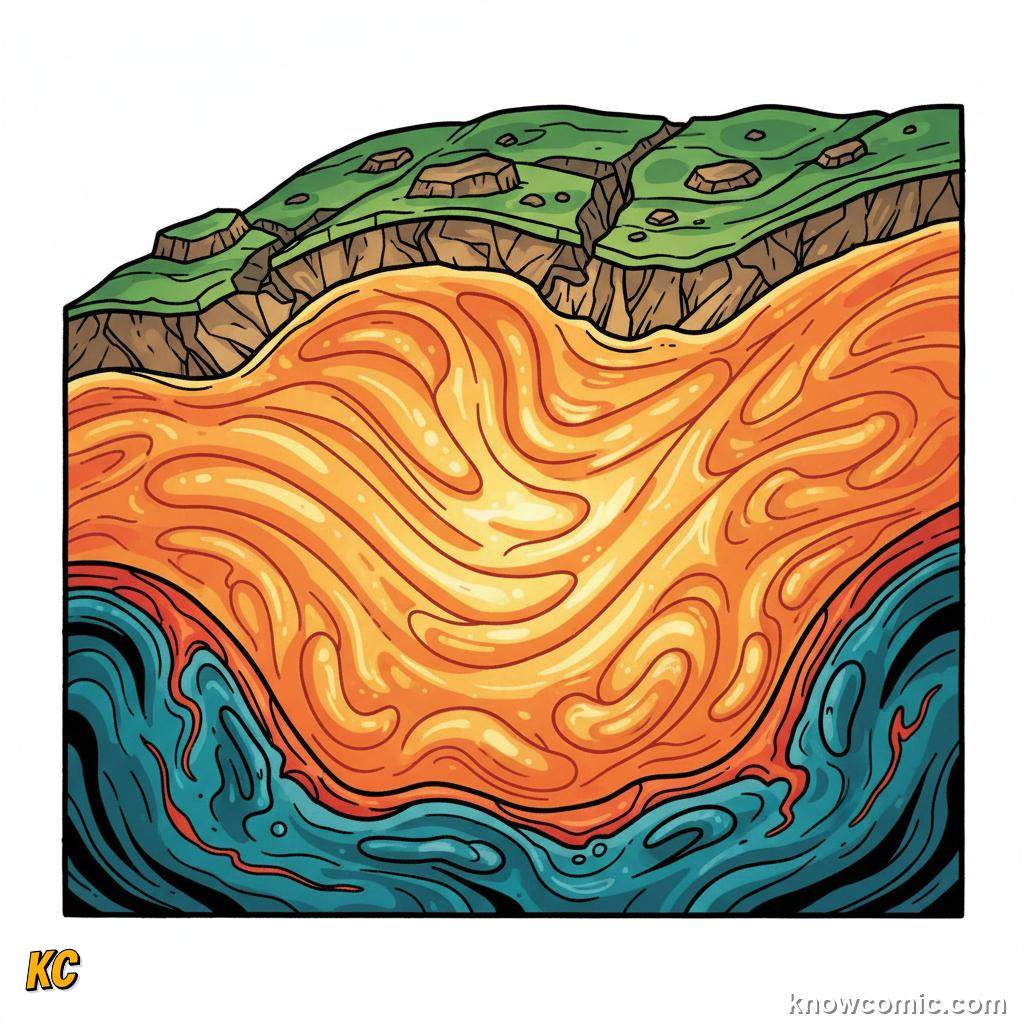 Asthenosphere ductile layer allowing tectonic plates to slide above it