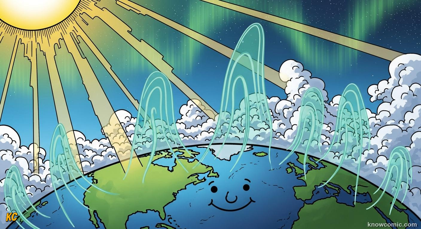 Natural greenhouse effect with CO2 molecules trapping heat close to surface