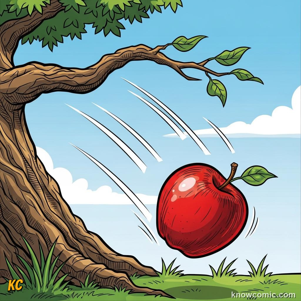 Newton apple legend connecting falling fruit to the Moon orbiting Earth