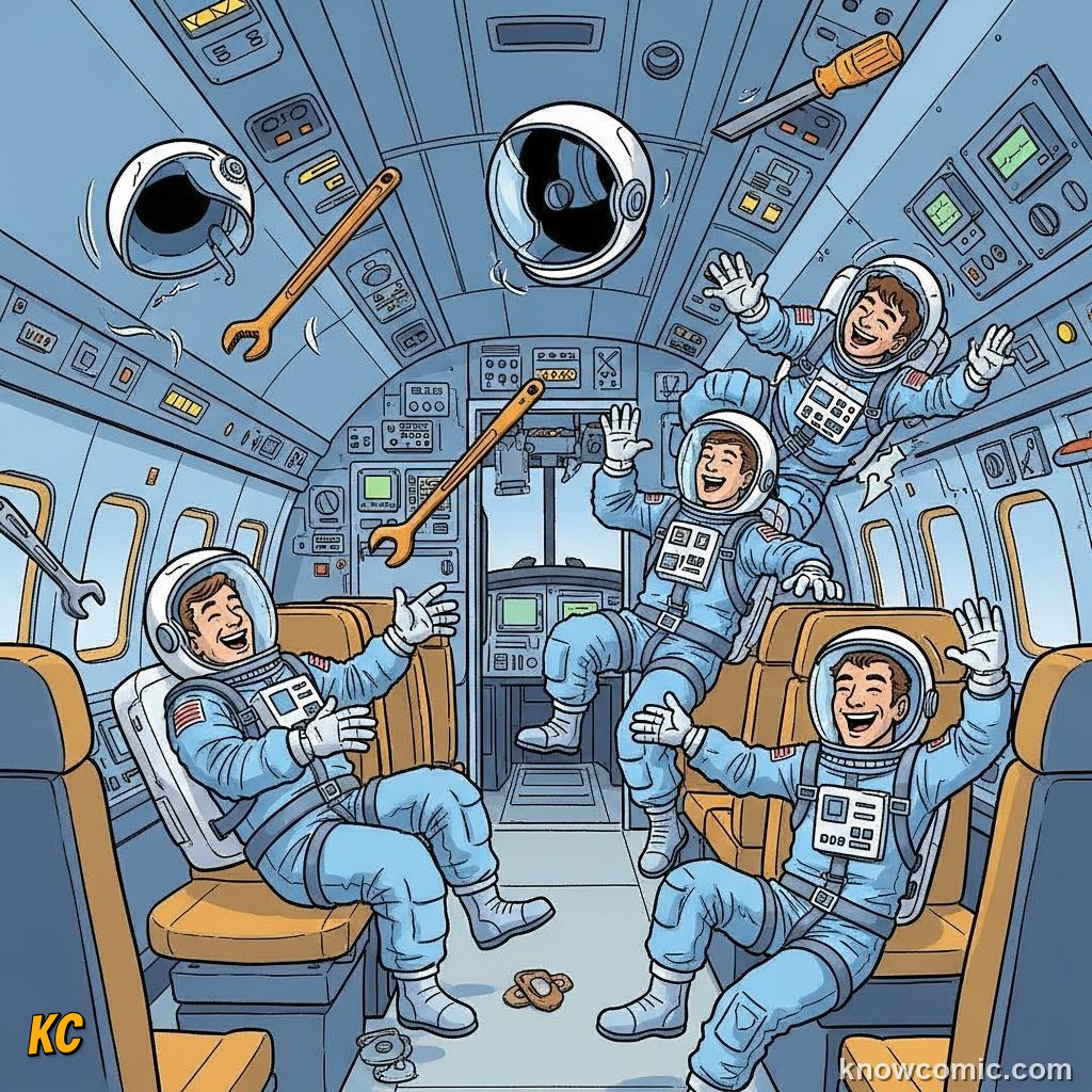 Parabolic aircraft flying a curved arc to create seconds of weightlessness