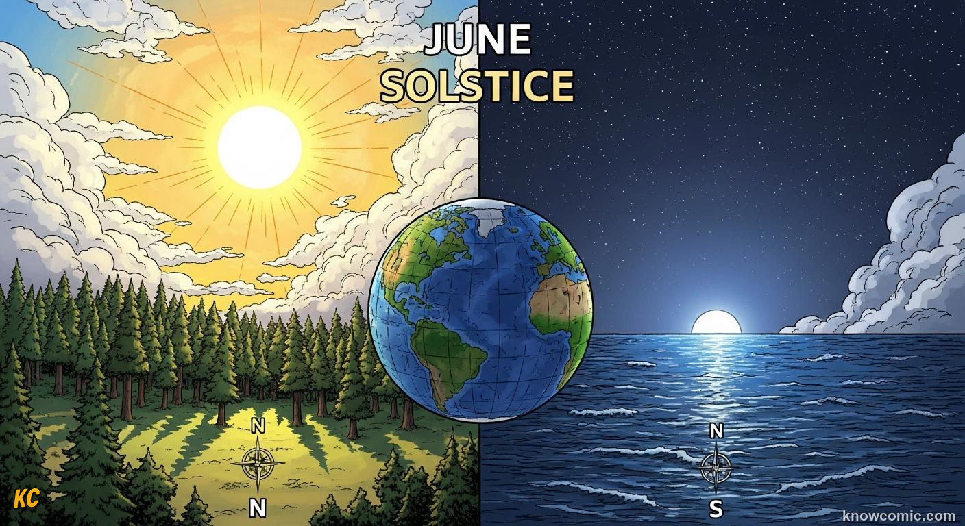 June and December solstice positions showing longest and shortest days