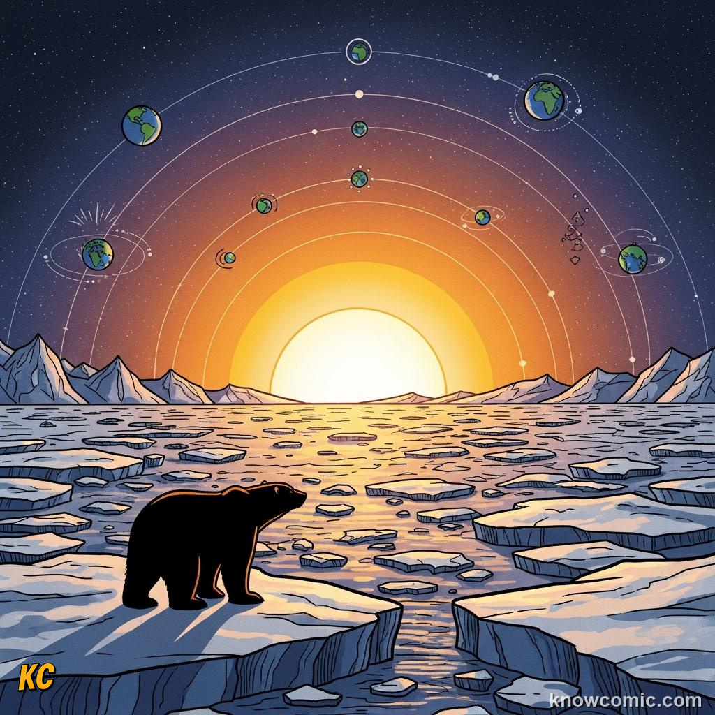 Arctic midnight sun in summer and polar night darkness in winter