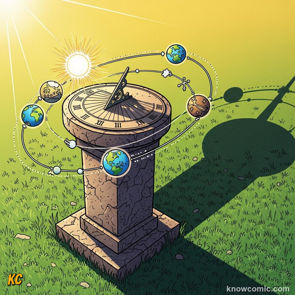 Noon shadow length changing throughout year tracked on a sundial