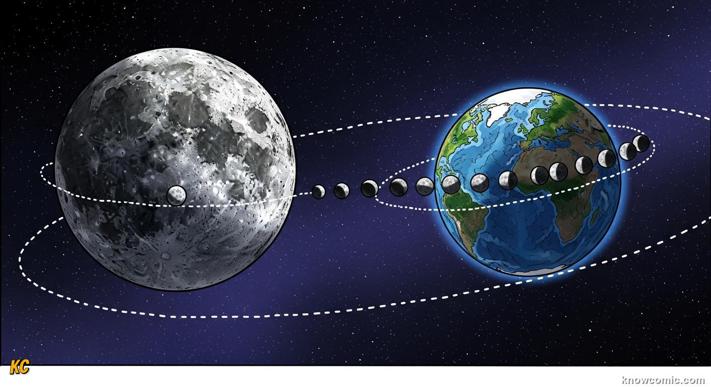 Sidereal 27.3 day and synodic 29.5 day lunar month cycle diagram