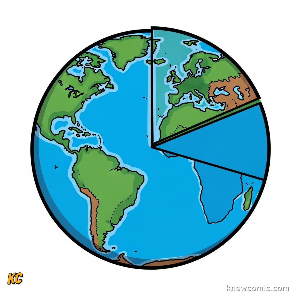Chart showing 71 percent ocean and 29 percent land covering Earths surface