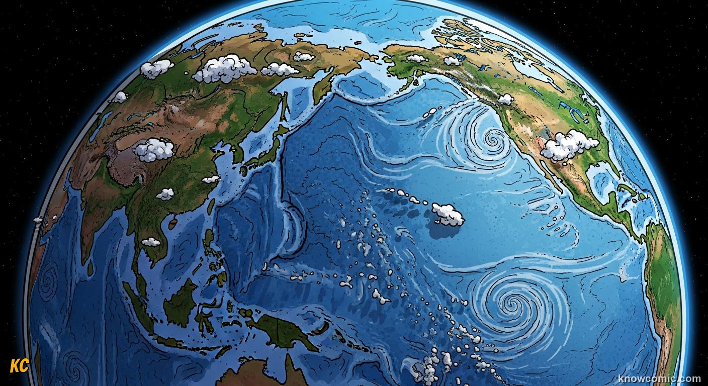 Pacific Ocean as the largest ocean with all oceans connected as one system