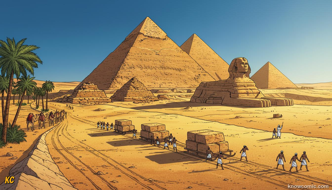 The Great Pyramid of Giza rising 147 metres into the desert sky, built by Pharaoh Khufu around 2560 BCE