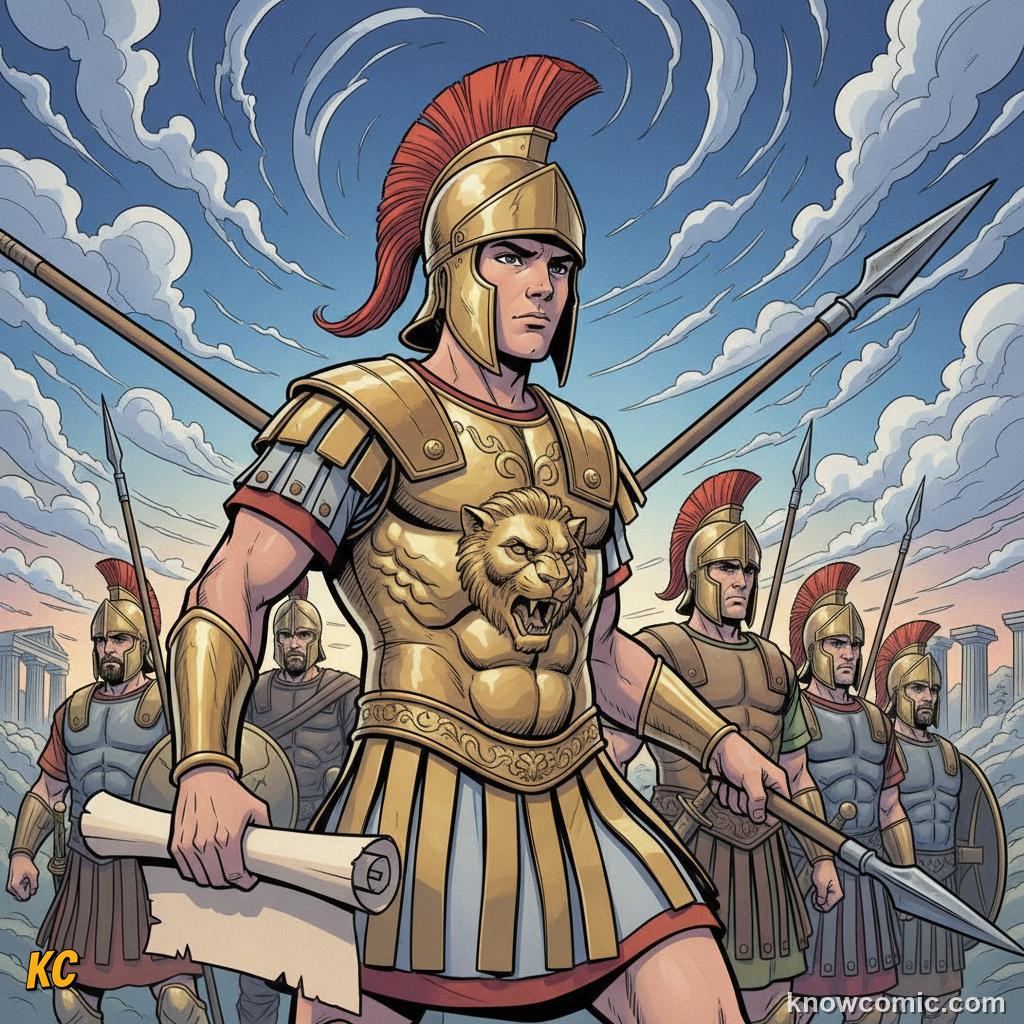 Alexander the Great on horseback leading his army across Persia and into India