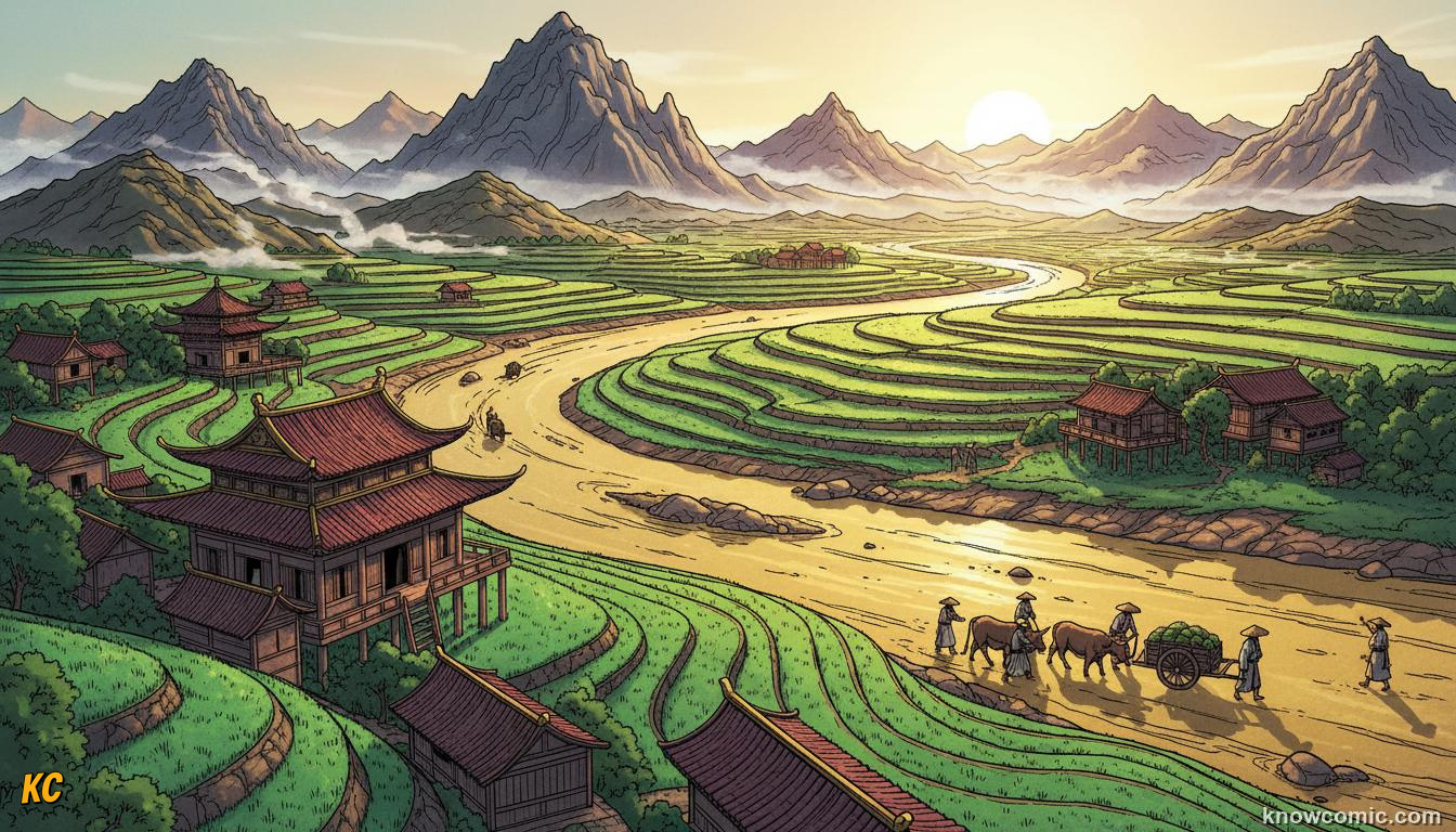 Map of the Yellow and Yangtze rivers across ancient Middle Kingdom China