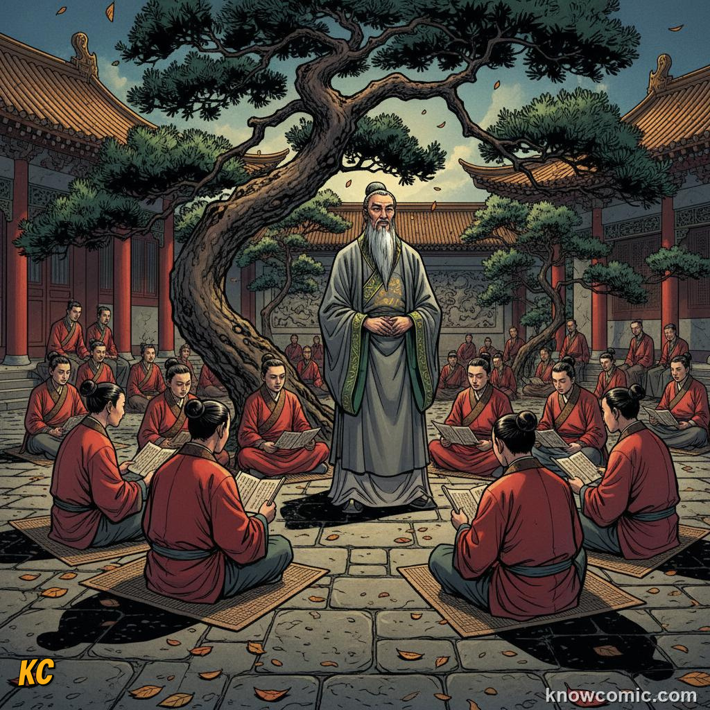 Portrait of Confucius, the philosopher who taught harmony and respect