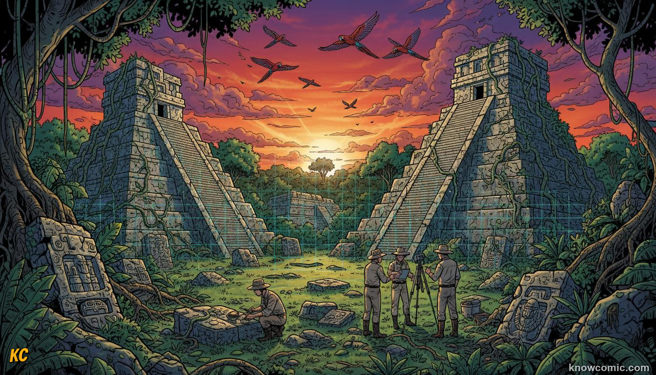 Overgrown ruins of Maya lowland cities abandoned after 900 CE collapse
