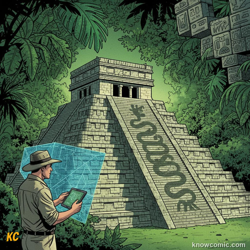 El Castillo pyramid at Chichen Itza still standing in the Yucatan jungle