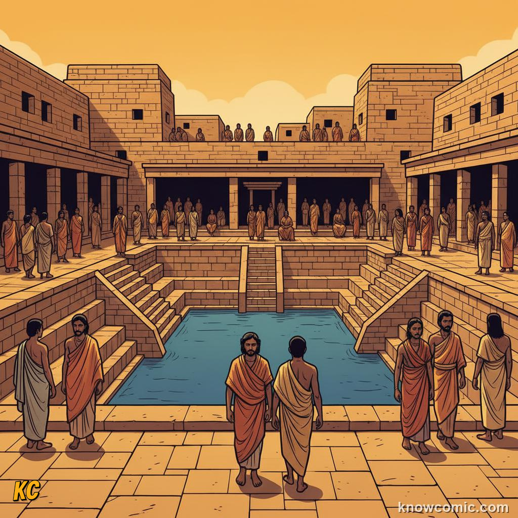 The Great Bath at Mohenjo-daro, an ancient public water tank made of fired brick