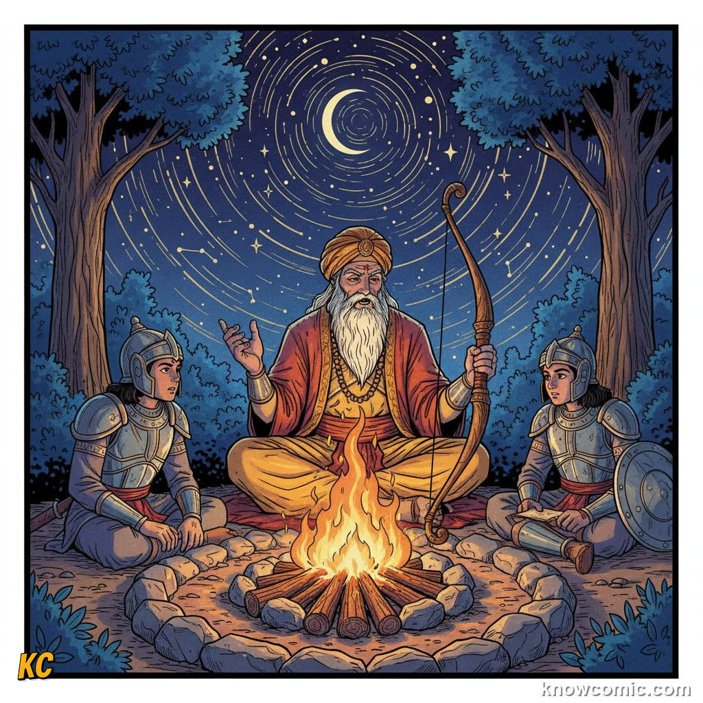 Illustrated scene from the epic poems Mahabharata and Ramayana