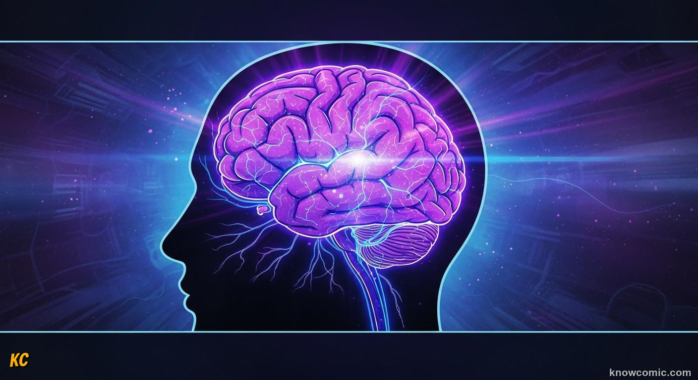 Human brain with 86 billion neurons glowing with electrical activity — the body's command centre