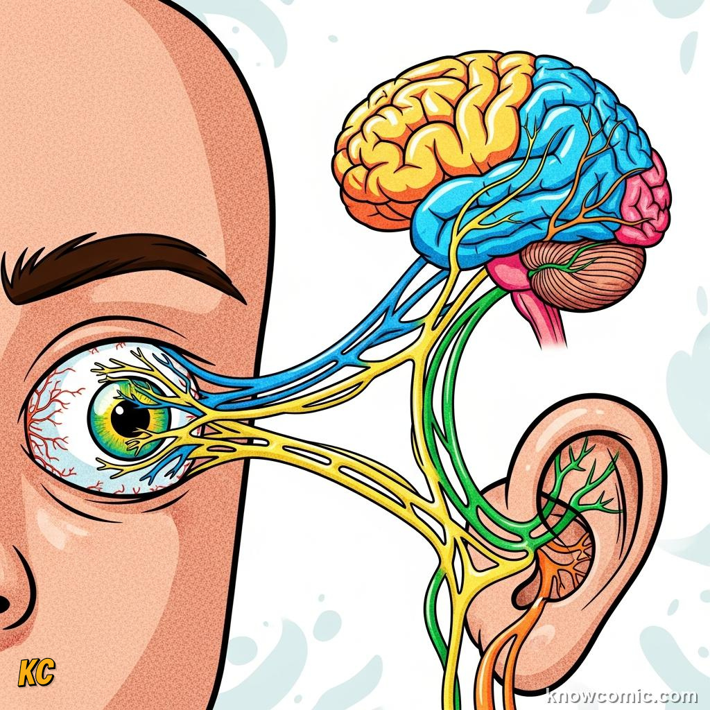 Sensory neuron carrying signals from skin and sense organs to the brain