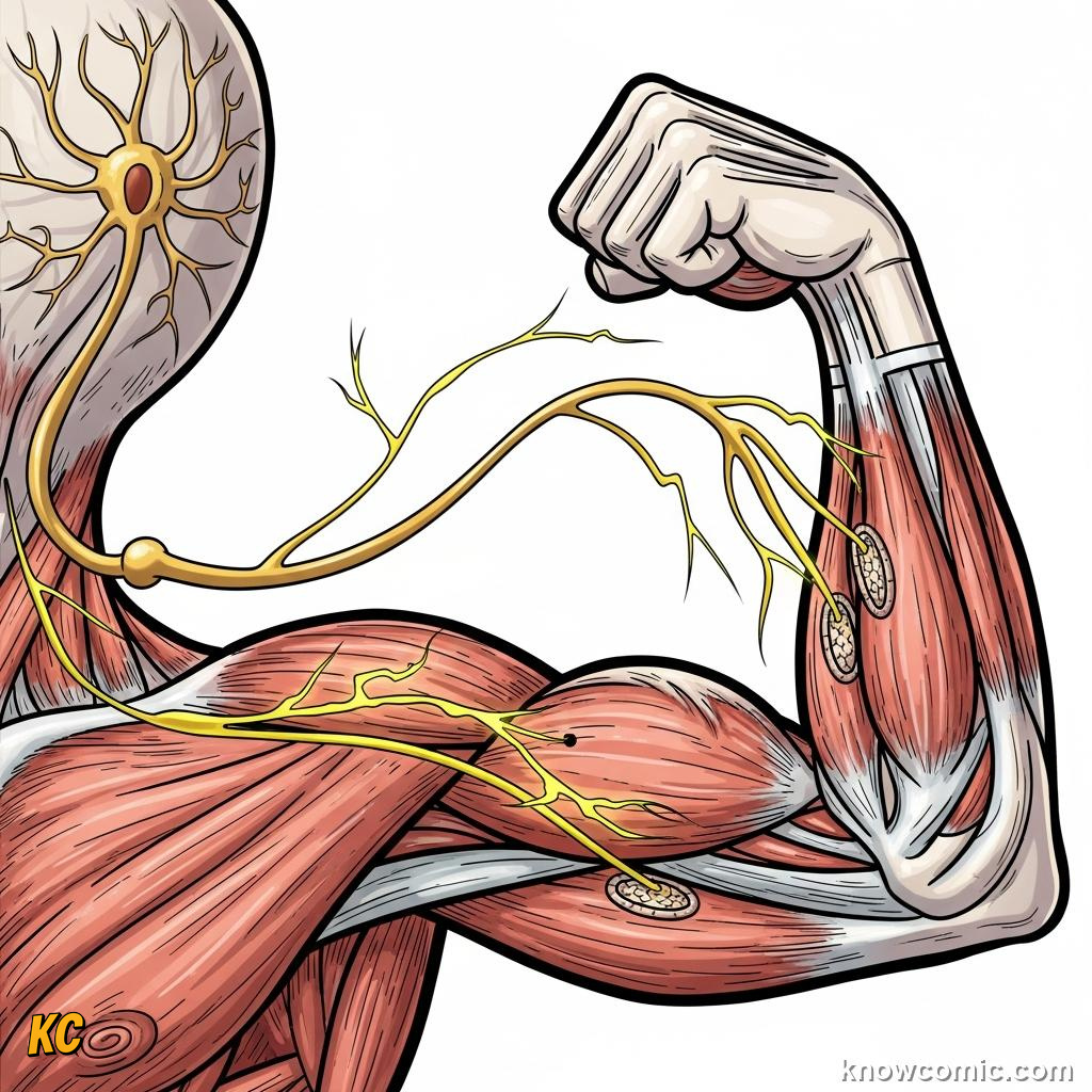 Motor neuron carrying commands from the brain to muscles to trigger movement