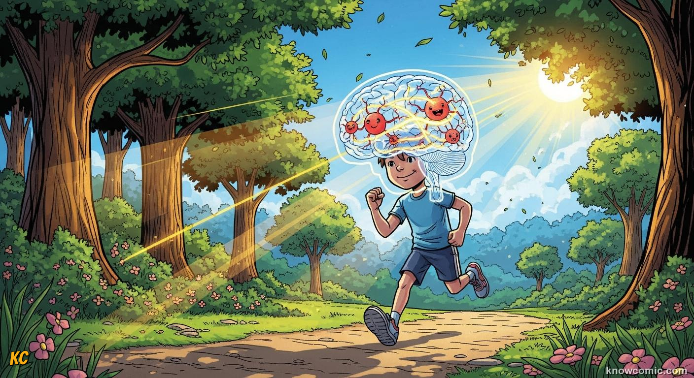 Brain staying healthy with good food, oxygen, exercise, rest, and kindness