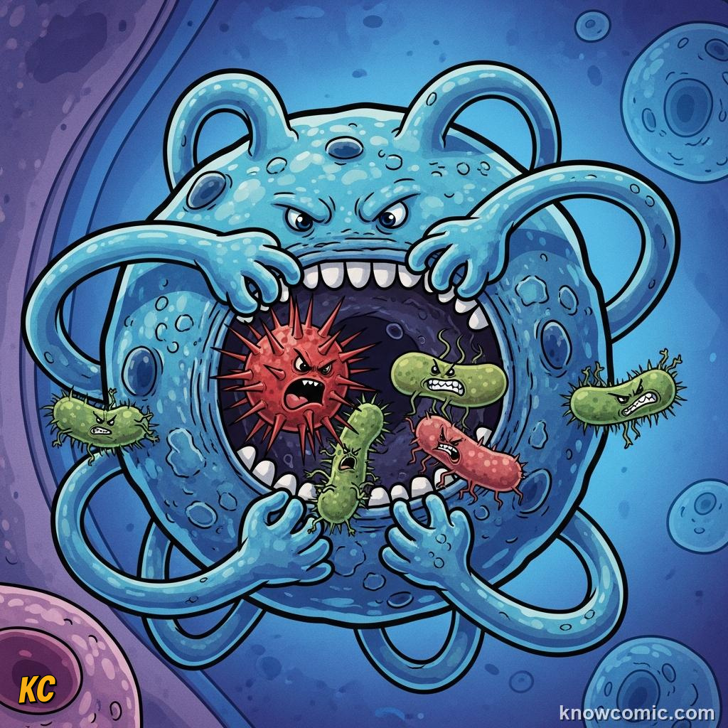Neutrophils engulfing and destroying bacteria through phagocytosis