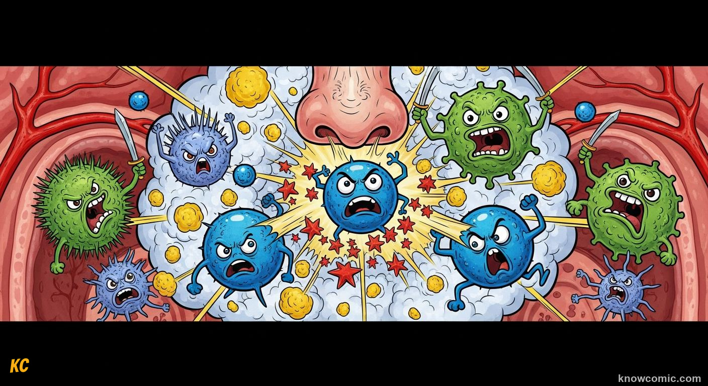 Antibodies locking onto specific pathogens to neutralise and mark them for destruction