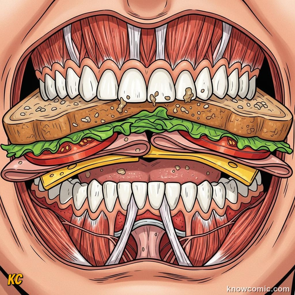 Mechanical digestion: teeth and tongue grinding food into smaller pieces