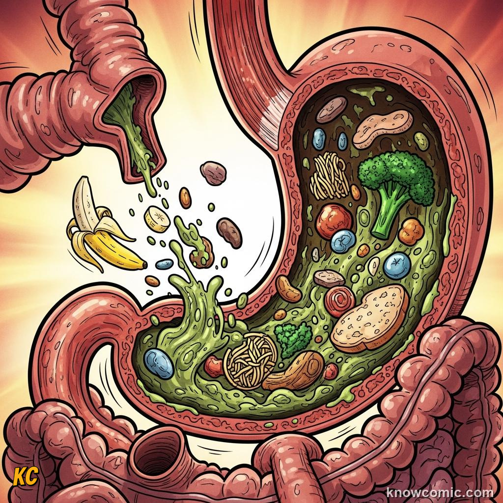 Low pH stomach acid breaking down proteins and killing harmful bacteria