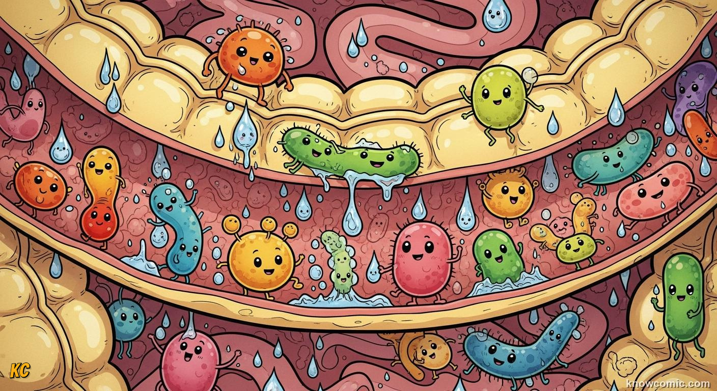 Large intestine reabsorbing water from waste material before it exits the body