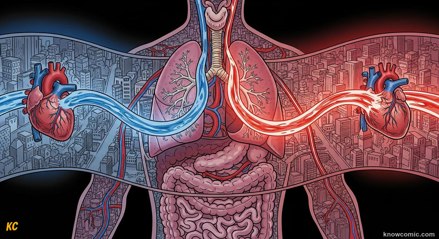 Pulmonary and systemic circulation: blood's two-loop journey through lungs and body