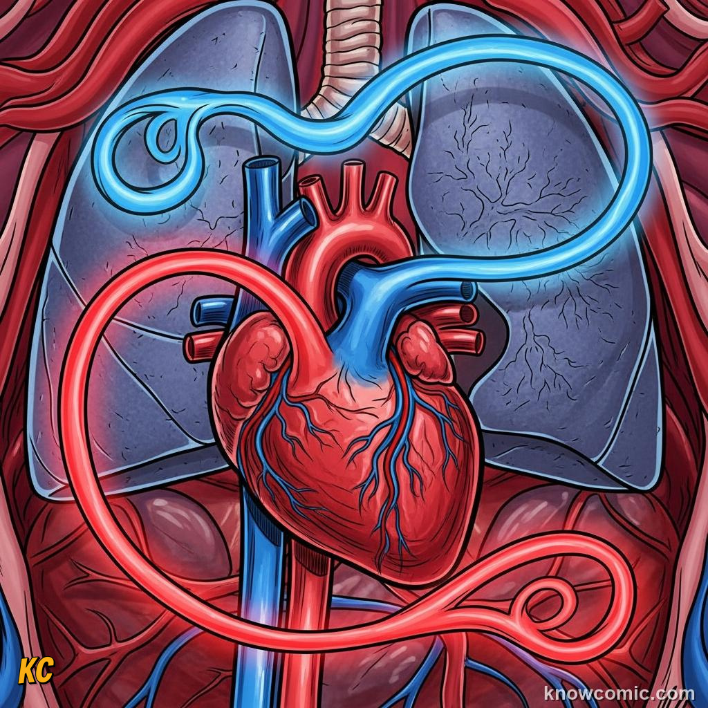Dual circulation path: pulmonary loop to lungs and systemic loop to all body organs