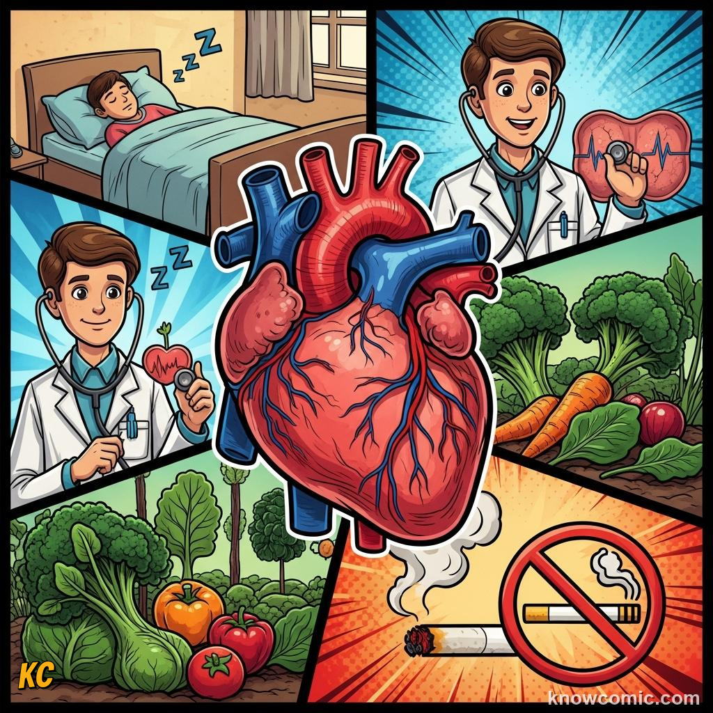 Heart health habits: cardio exercise, healthy diet, quality sleep, and low stress