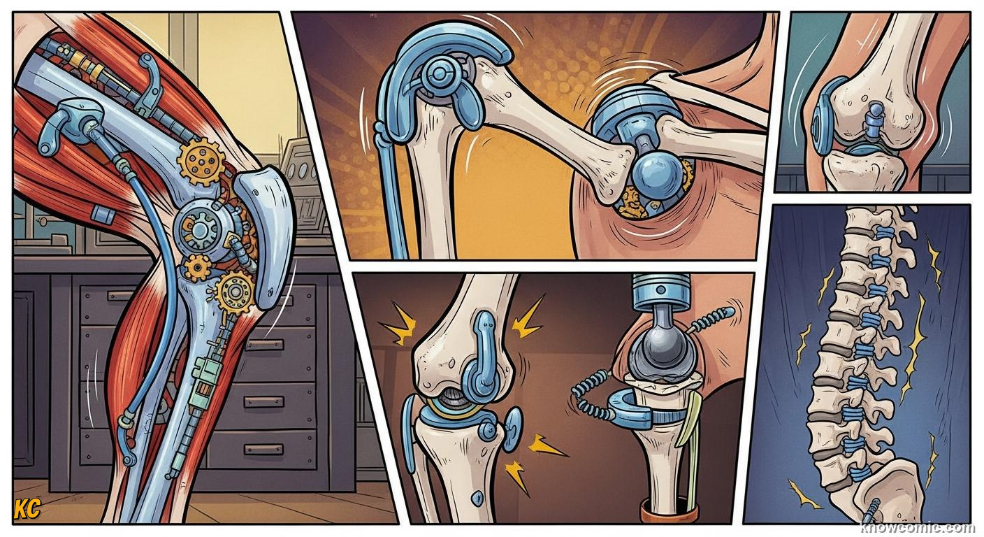 Joints and ligaments: hinge, ball-and-socket, and gliding joints in the body