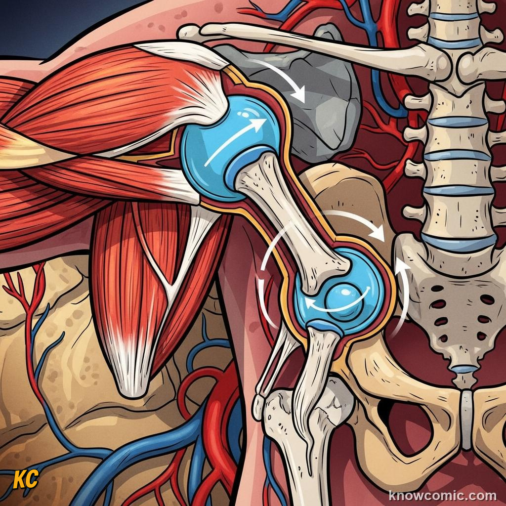 Ball-and-socket joint like the hip rotating in every direction