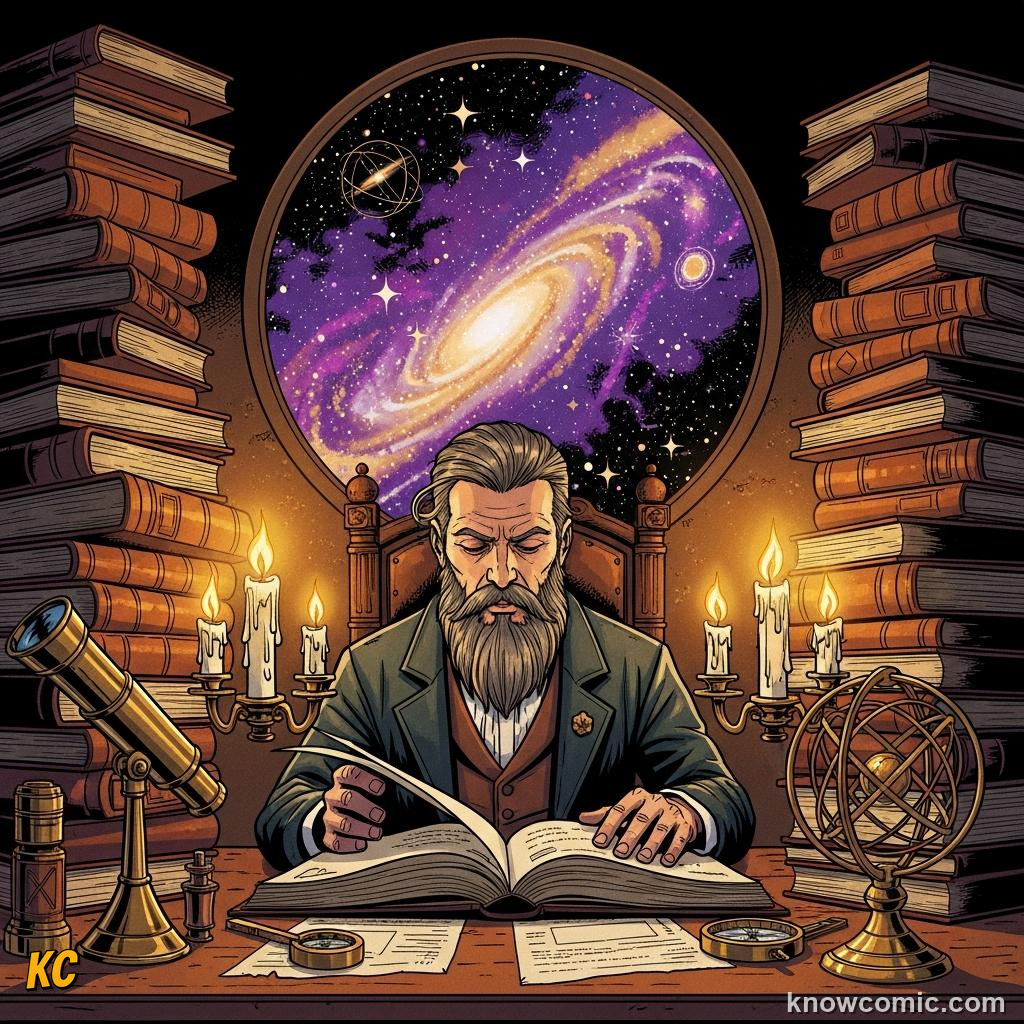 Portrait of Georg Cantor writing set theory and comparing different sizes of infinity