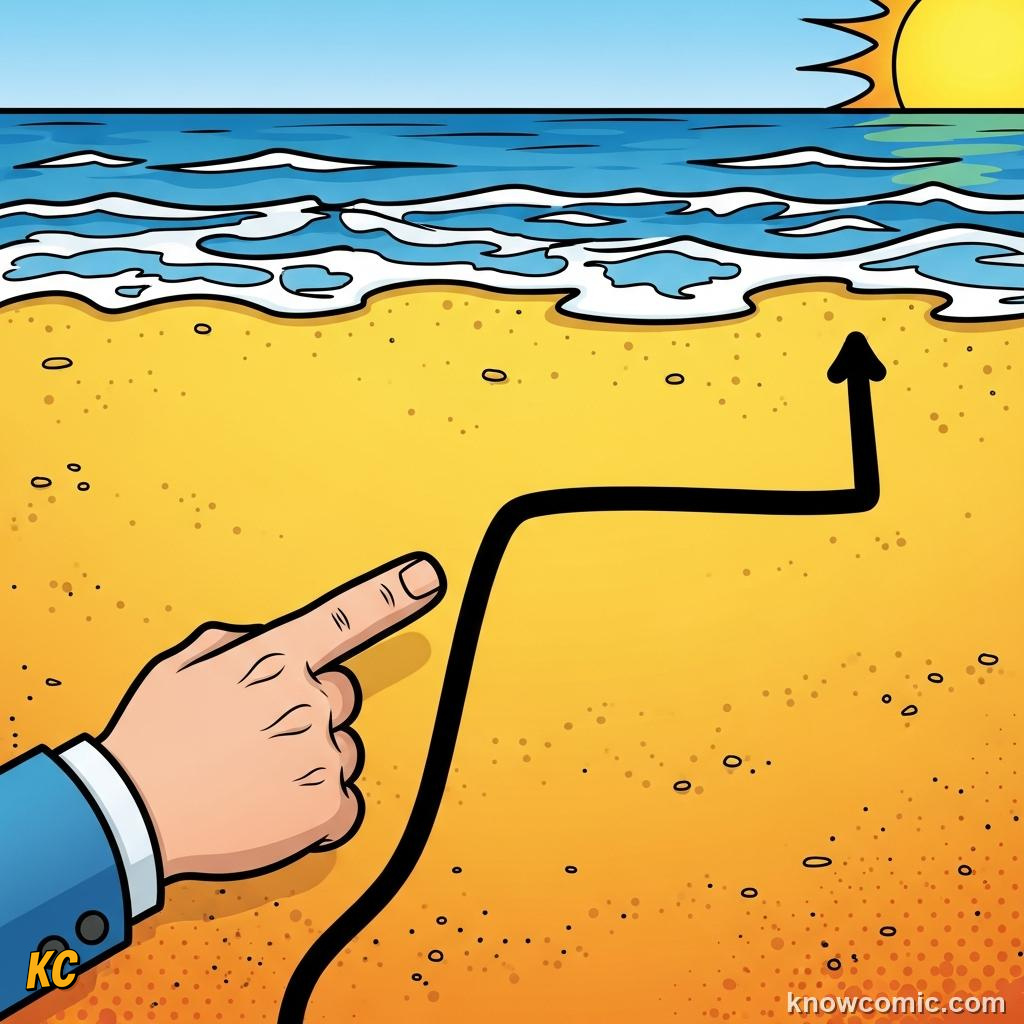 Arrow jumping one step forward on a number line showing plus one