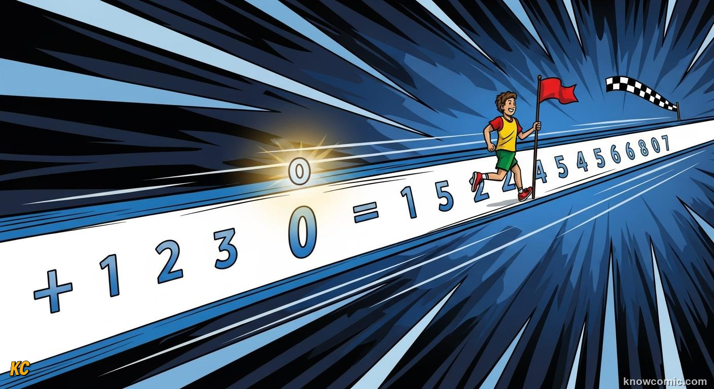 Landmark numbers marked on a number line like a road map with signs