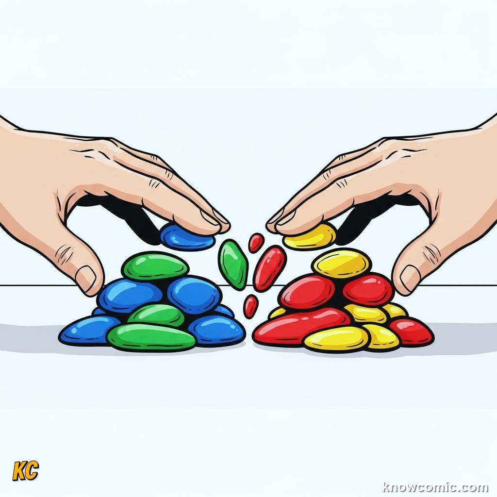 Plus sign symbol shown large with objects being combined on each side