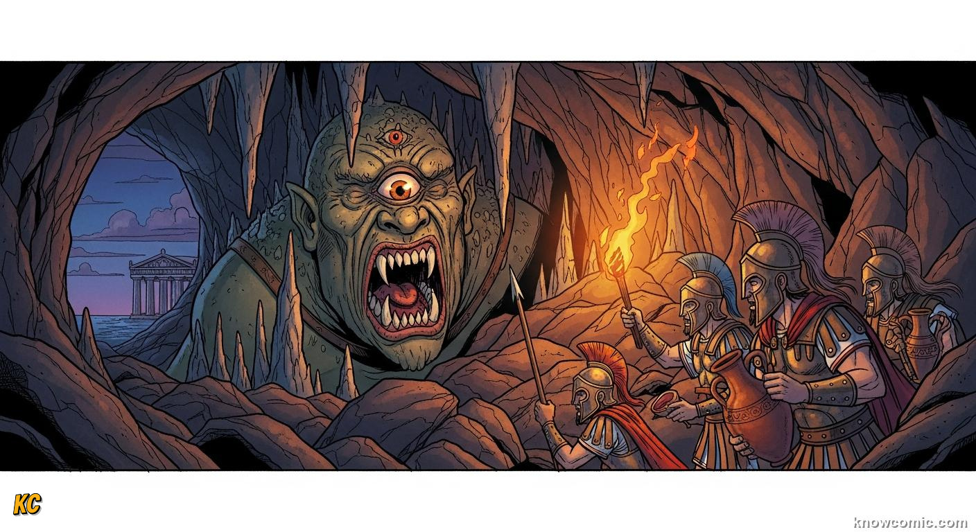 The Cyclops Polyphemus blocking the entrance to his cave