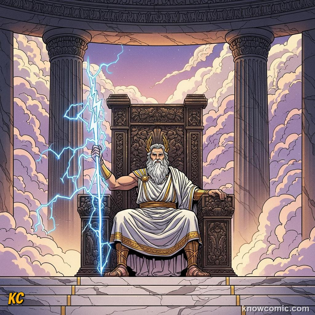 Zeus depicted on ancient Greek temple artwork