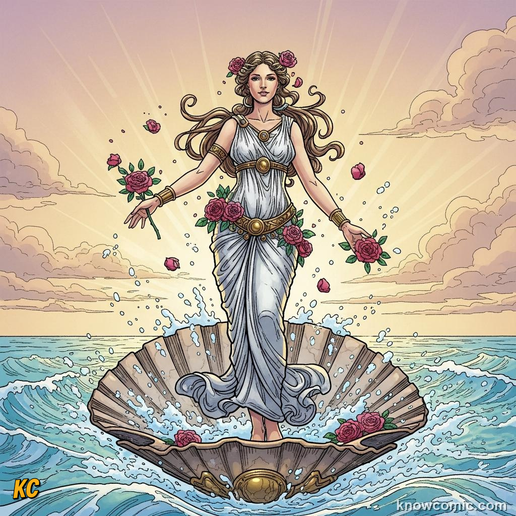 Venus rising from sea foam as ancestor of the Julian family