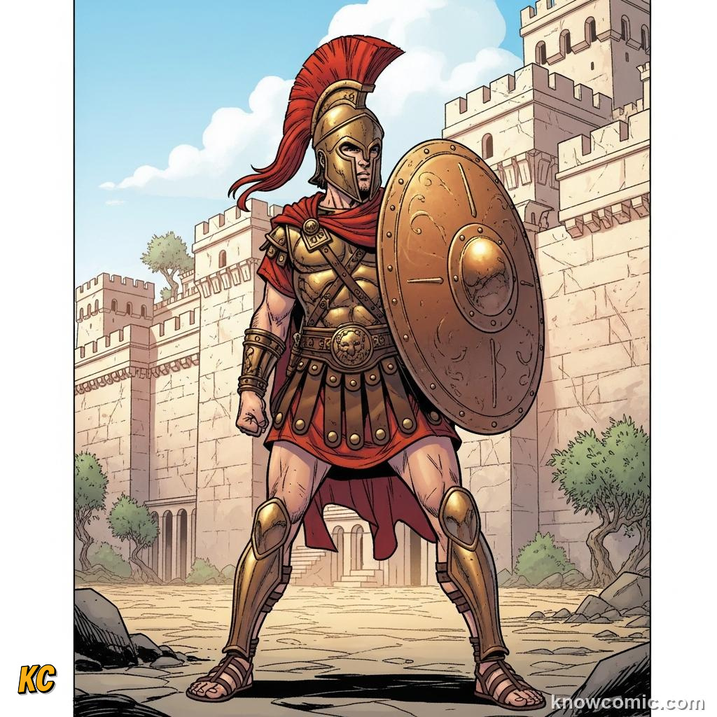 Hector holding his baby son on the walls of Troy