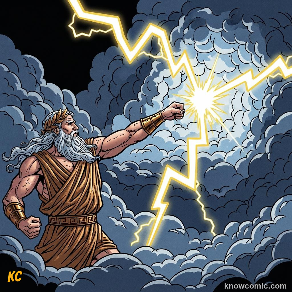 Cyclopes forging a lightning bolt for Zeus in their underground forge